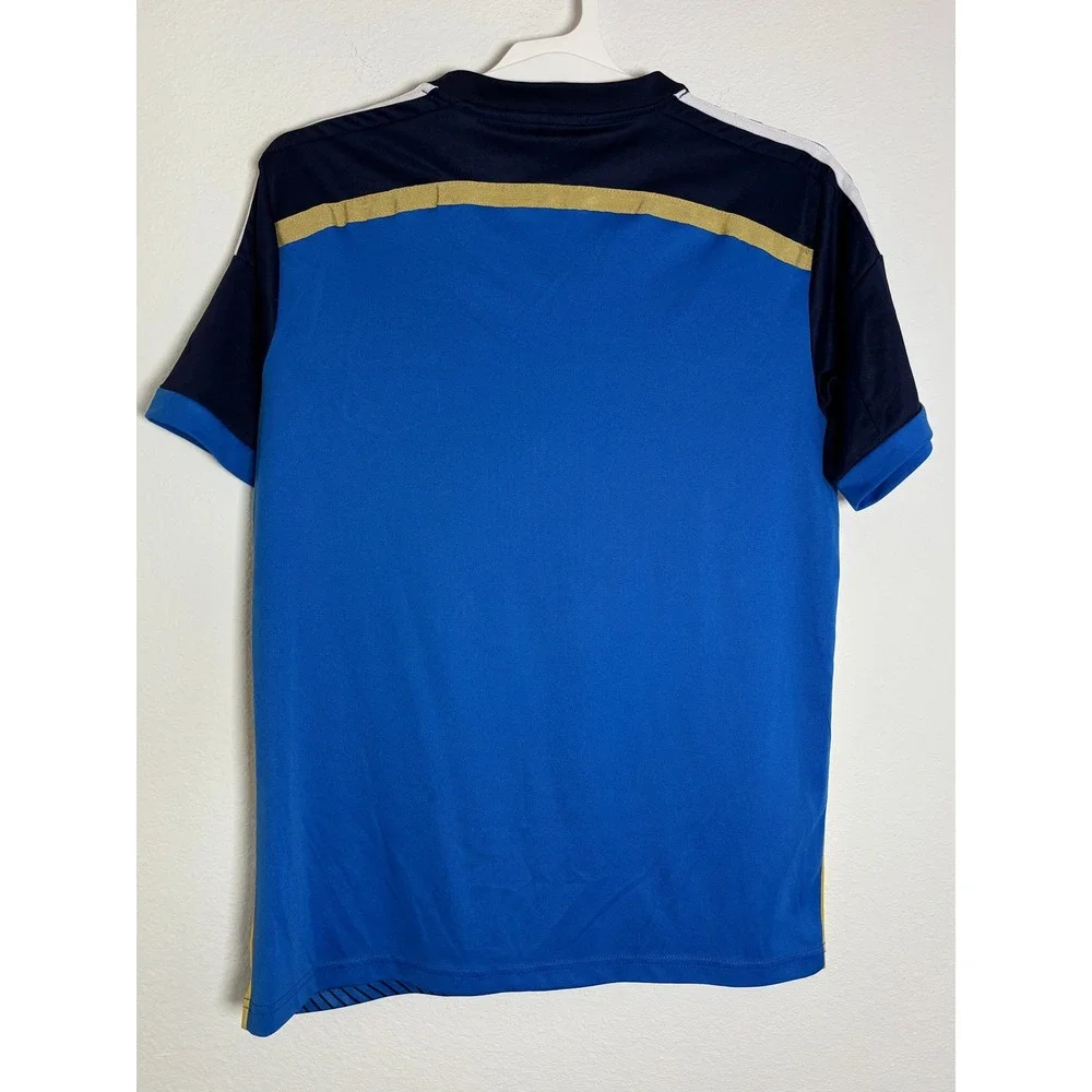 Argentina AFA Soccer Jersey Blue‎ Navy Striped V-Neck Short Sleeve Shirt Mens M